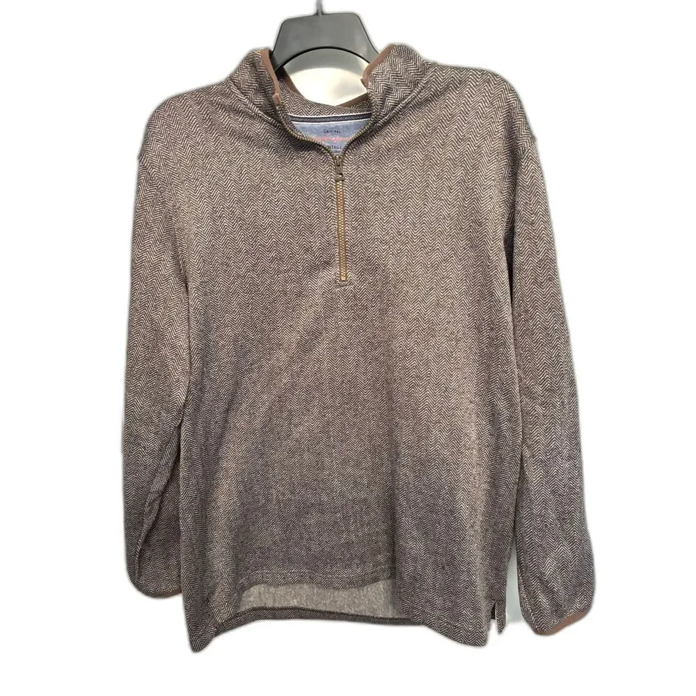 Weatherproof Vintage Quarter Zip Pullover XXL Herringbone Fleece Sweatshirt